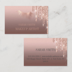 Modern Elegant drops golden rose Business Card