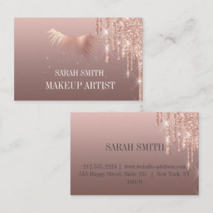 Modern Elegant drops golden rose Business Card