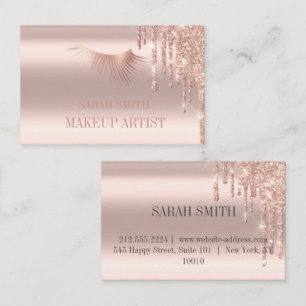 Modern Elegant drops golden rose Business Card