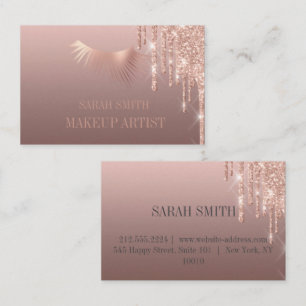 Modern Elegant drops golden rose Business Card