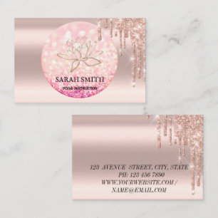 Modern Elegant drops golden rose, lotus  Business  Card