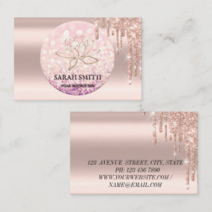 Modern Elegant drops golden rose, lotus  Business Card