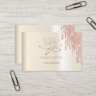 Modern Elegant drops golden rose, lotus flower  Business Card