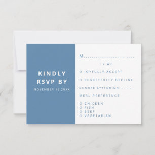 Modern Elegant Dusty Blue Minimalist Wedding RSVP Card