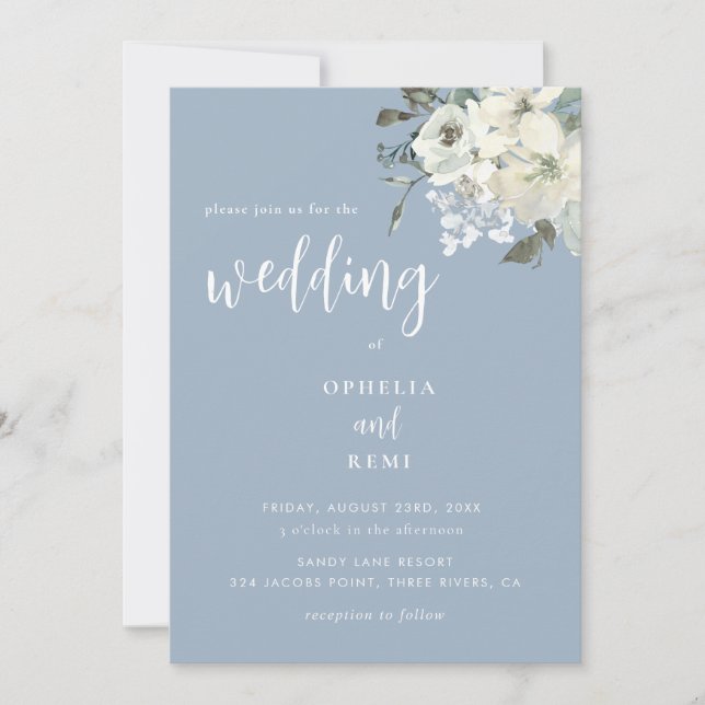 Modern Elegant Dusty Blue Simple Wedding   Invitation (Front)