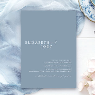 Modern Elegant Dusty Blue Simple Wedding Invitation