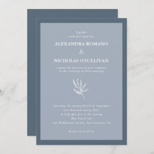 Modern Elegant Dusty Blue Trendy Wedding Invitation