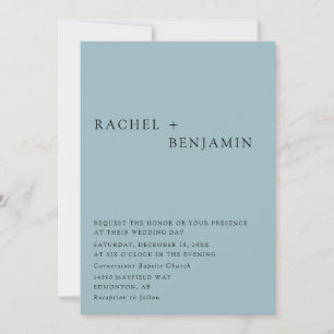 Modern Elegant Dusty Blue Wedding 2 Sided QR Code Invitation