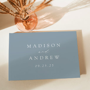 Modern Elegant Dusty Blue Wedding Guest Book