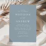 Modern Elegant Dusty Blue Wedding Invitation<br><div class="desc">Minimalist,  modern wedding invitations featuring your wedding details in white lettering with calligraphy script accents on a dusty blue background. The dusty blue background can be changed to a colour of your choice. Designed to coordinate with our Modern Elegance wedding collection.</div>