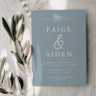 Modern Elegant Dusty Blue Wedding Invitation