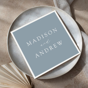 Modern Elegant Dusty Blue Wedding Napkin