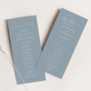 Modern Elegant Dusty Blue Wedding Program