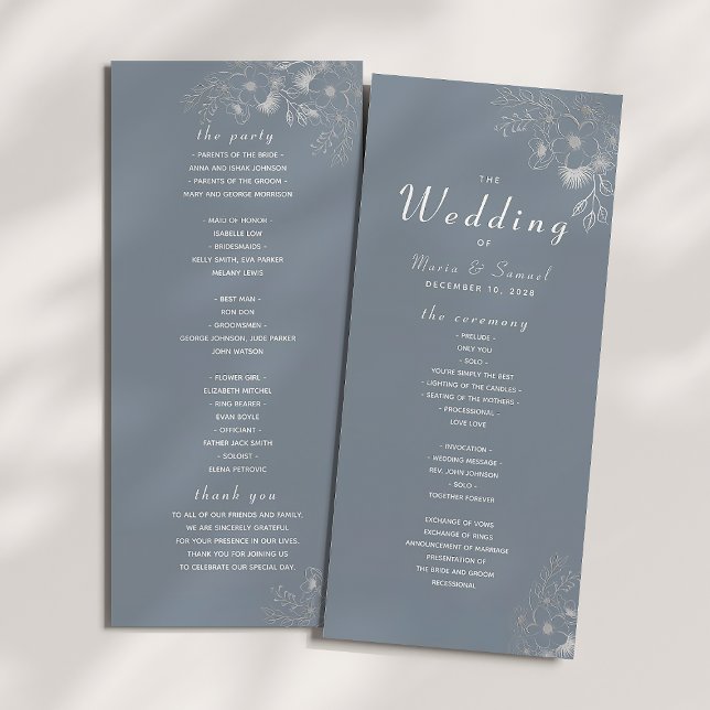 Modern Elegant Dusty Blue Wedding Program Programme (Creator Uploaded)