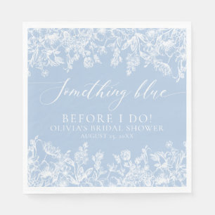 Modern Elegant Dusty Blue Wildflower Bridal Shower Napkin