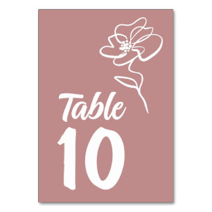 Modern & Elegant Dusty Pink Rose Floral Table Number
