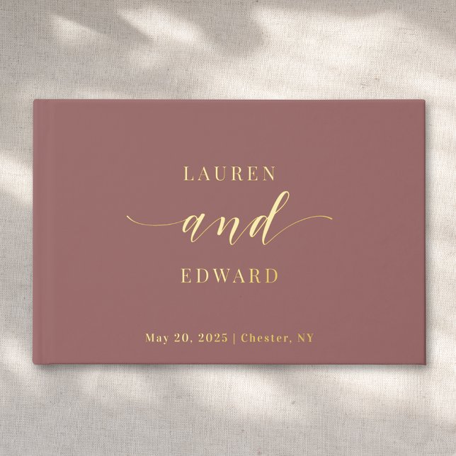 Modern Elegant Dusty Rose and Gold Wedding Guest Book (Creator Uploaded)