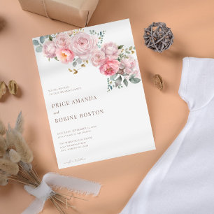 Modern Elegant Dusty Rose Floral Wedding Invitation