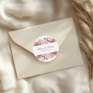 Modern Elegant Dusty Rose Hydrangea Wedding  Classic Round Sticker