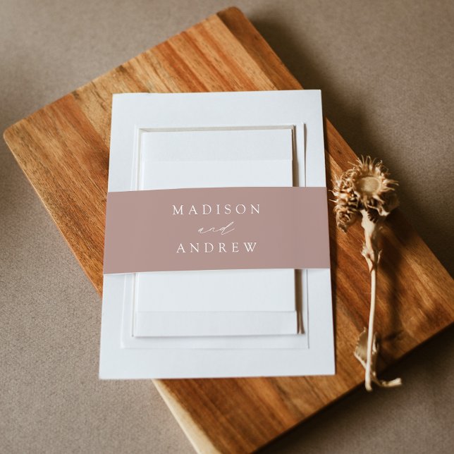Modern Elegant Dusty Rose Wedding Invitation Belly Band (Creator Uploaded)