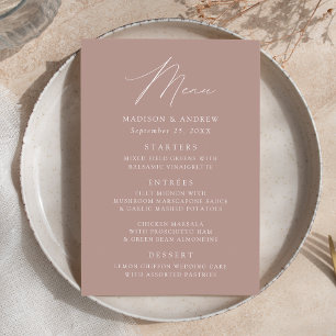 Modern Elegant Dusty Rose Wedding Menu