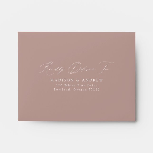 Modern Elegant Dusty Rose Wedding RSVP Envelope (Front)
