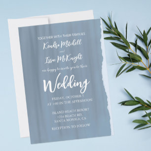 Modern Elegant Dusty Slate Blue Wedding  Invitation