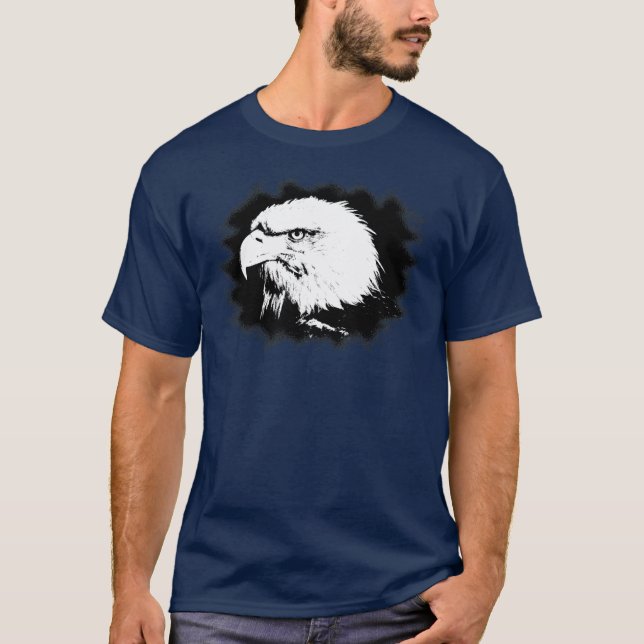 Modern Elegant Eagle Head Navy Blue Template T-Shirt (Front)