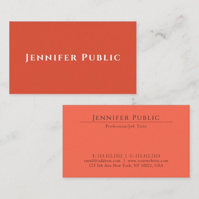 Modern Elegant Earth Colours Personalised Template Business Card (Front/Back)