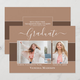 Modern   Elegant Earth Tone 2 Photo Graduation Announcement