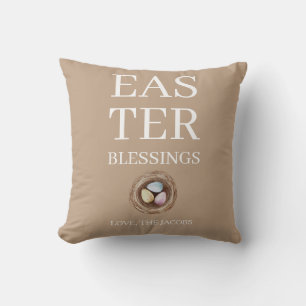 Modern Elegant Easter Blessings Script Family Cushion