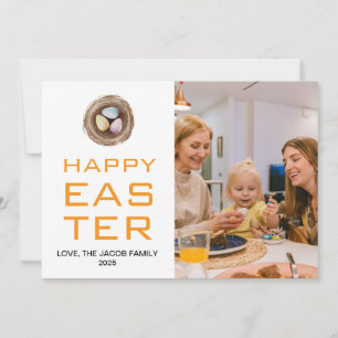 Modern Elegant Easter Blessings Script Photo Holiday Card