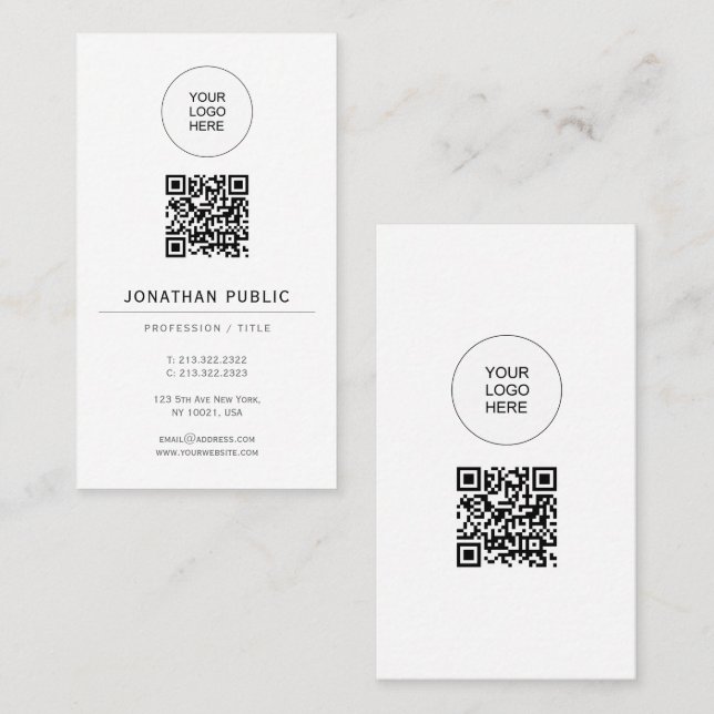 Modern Elegant Easy to Make Template Vertical Business Card (Front/Back)