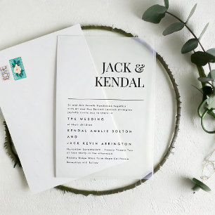 Modern Elegant   Editable Names Wedding Acrylic Invitations