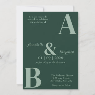 Modern Elegant Emerald Green 2 Wedding Invitation