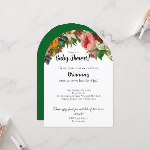 Modern Elegant Emerald Green Floral Baby Shower Invitation