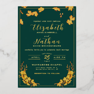 Modern Elegant Emerald Green & Gold Floral Wedding