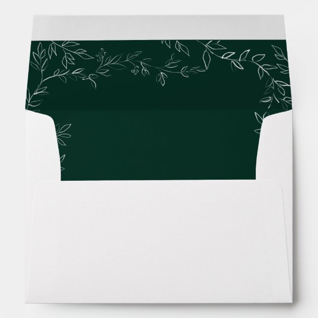 Modern Elegant Emerald Green Rustic Return Address Envelope (Back (Bottom))