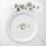 Modern, elegant eucalyptus ampersand wedding  paper plate<br><div class="desc">Modern,  elegant eucalyptus ampersand wedding design.
Just edit your product in a few minutes. You can change the font/size/colour and position using "further personalise".</div>