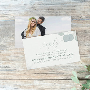 Modern Elegant Eucalyptus Greenery Photo RSVP Business Card