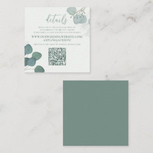 Modern Elegant Eucalyptus Greenery QR Code Website Square Business Card