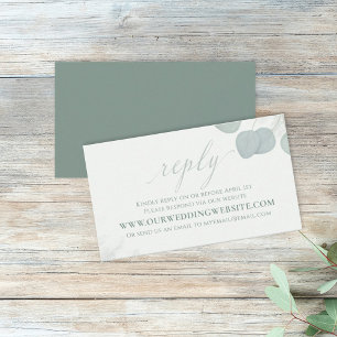 Modern Elegant Eucalyptus Greenery Rustic RSVP Business Card