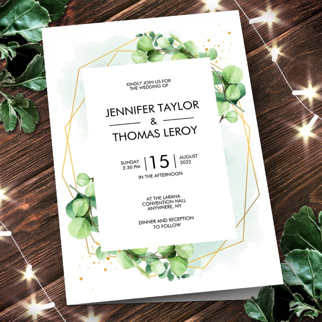 Modern Elegant Eucalyptus Wedding Greenery Chic Invitation (Creator Uploaded)