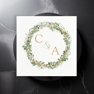 Modern, elegant eucalyptus wedding    napkin