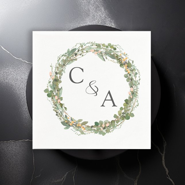 Modern, elegant eucalyptus wedding   napkin (Creator Uploaded)