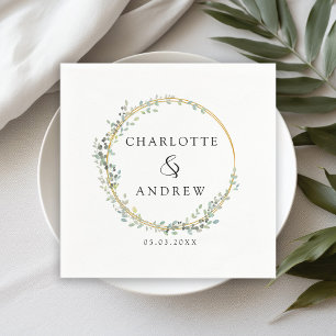 Modern, elegant eucalyptus wedding  napkin