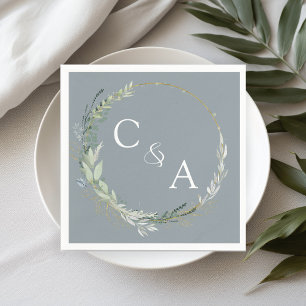 Modern, elegant eucalyptus wedding  napkins