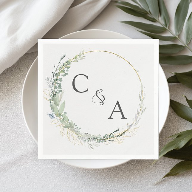 Modern, elegant eucalyptus wedding  napkins (Creator Uploaded)