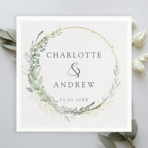 Modern, elegant eucalyptus wedding napkins