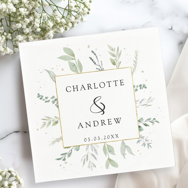 Modern, elegant eucalyptus wedding Serviette Napkin (Creator Uploaded)